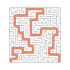 A square abstract labyrinth. An interesting and useful game for children and adults. A simple flat vector illustration on a white background. With the decision.