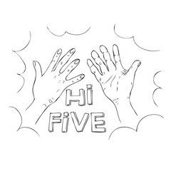 simple sketch, Hand give a Hi Five