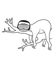 Fototapeta premium musik party dj club disko cool ast baum faultier entspannen müde chillen hängen schlafen faul gemütlich langsam lahm tier süß niedlich comic cartoon clipart