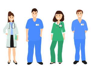 Fototapeta premium Group of doctors in a hospital, flat design