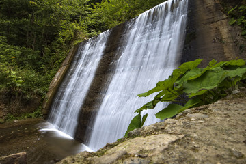 Small waterfall in Romania Carpathians near Vidraru lake