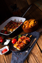 original hungarian shashlik with onion and paprika