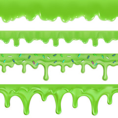 Green slime. Halloween seamless pattern. 3d vector set