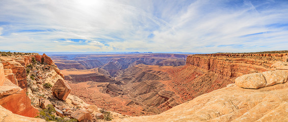 Panoramic view from Muley Point over Colorado river canyon