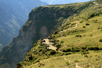 The Viewing Balcony for Andean Condor Watching at Colca Canyon in Arequipa Region, Peru 