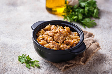 Braised cabbage with a meat