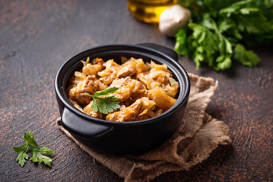 Braised cabbage with a meat