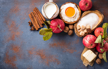 Ingredients for cooking apple pie