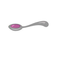 colored cartoon spoon icon with syrup on white background