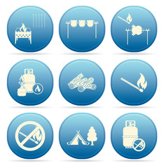 Set of travel and camping equipment icons