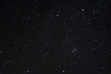 Obraz premium Long exposure night photo. A lot of stars with constellations. Far from the city. Night landscape.