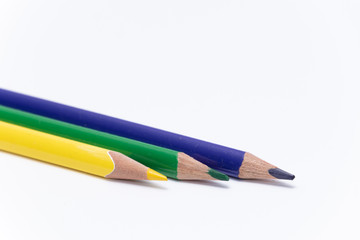 Crayons colored pencil in different colors crayon pen green yellow blue
