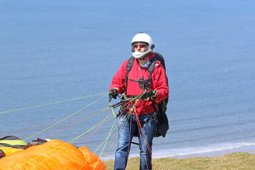 Paraglider launching