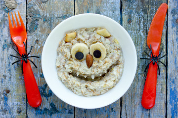 Kids breakfast funny monster porridge