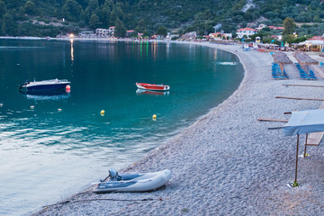Obraz premium Panormos bay beach after sunset, island of Skiathos, Greece