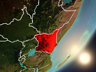 Sun rising above Kenya from space