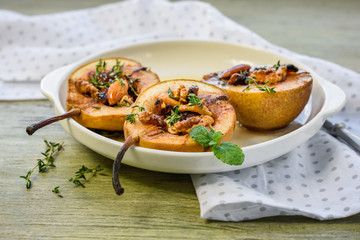 Baked pears with nuts.