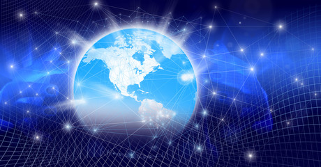 the global world with digital links and glowing connections