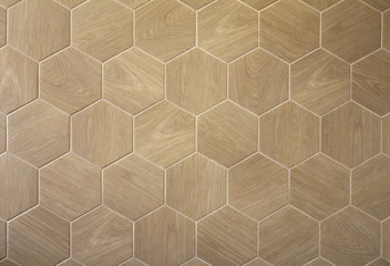 Brown floor hexagon tile with texture of a tree