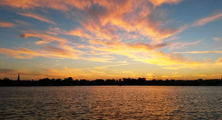 Obraz premium Amazing sunset on the harbor of Copenhagen.