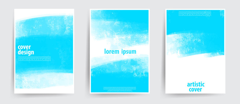 Minimal covers design. Cool artistic backgrounds. Hand drawn colorful strokes. Eps10 vector.