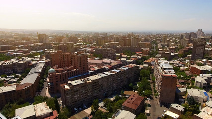 Fototapeta premium Amazing panoramic view of Yerevan city in Armenia, real estate and streets