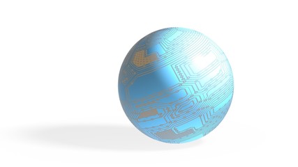 Technology blue planet with connection, 3d illustration