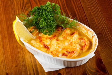 Cocotte with prawn