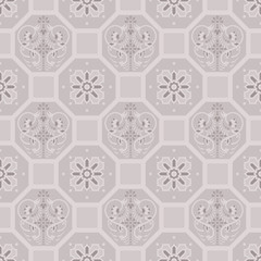 Taupe floor tiles ornament vector pattern print. Brown colors geometric hexagonal seamless backdrop.