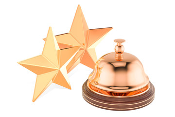 Reception Service Bell with 2 Stars Rating concept, 3D rendering