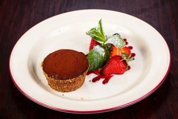 Brownie cake with strawberry