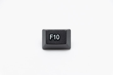 Single black keys of keyboard with different letters F10