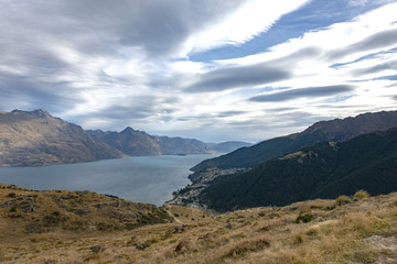 Lake Wakatipu with Queestown on the shoreline