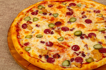 Pizza with sausages