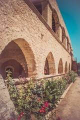 Fototapeta na wymiar Inner garden monastery of Arkadi, Crete, Greece