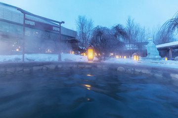 hot springs outdoor in jilin at night