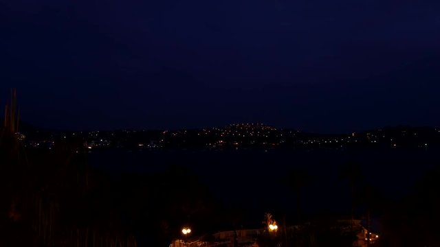 Motionlapse of day to night over the bay at Santa Ponsa on the island of Mallorca, Spain.
