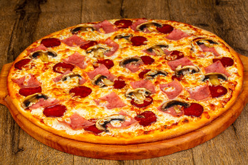 Pizza with sausages