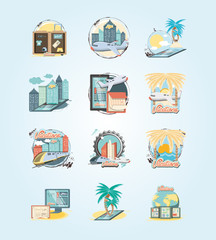 holidays vacations set icons icon vector ilustration