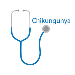 Chikungunya word and stethoscope icon- vector illustration