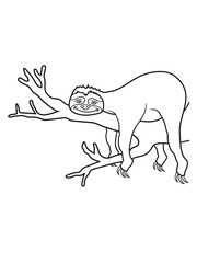 ast baum faultier entspannen müde chillen hängen schlafen faul gemütlich langsam lahm tier süß niedlich comic cartoon clipart