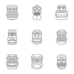 African populace icons set. Outline set of 9 african populace vector icons for web isolated on white background