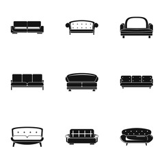 Ottoman icons set. Simple set of 9 ottoman vector icons for web isolated on white background