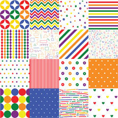 Obraz premium Colorful seamless patterns for baby style. Vector illustration for children background. 