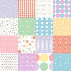 Fototapeta na wymiar Set of seamless dots pattern in pastel colors