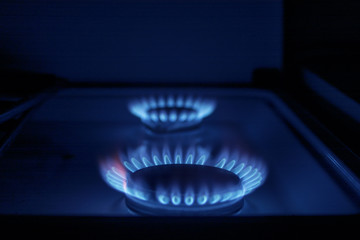 Gas cooker with fire