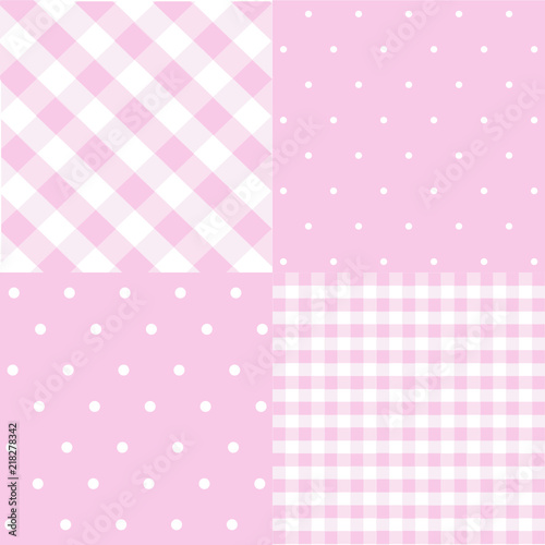 Seamless Patterns For Baby Girl Shower Party Set Of Cute Pink