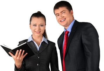 Portrait of Business People Checking Agenda