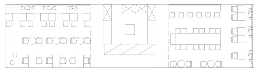 Standard cafe furniture symbols on floor plans