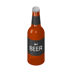 Brown bottle of beer icon. Isometric of brown bottle of beer vector icon for web design isolated on white background